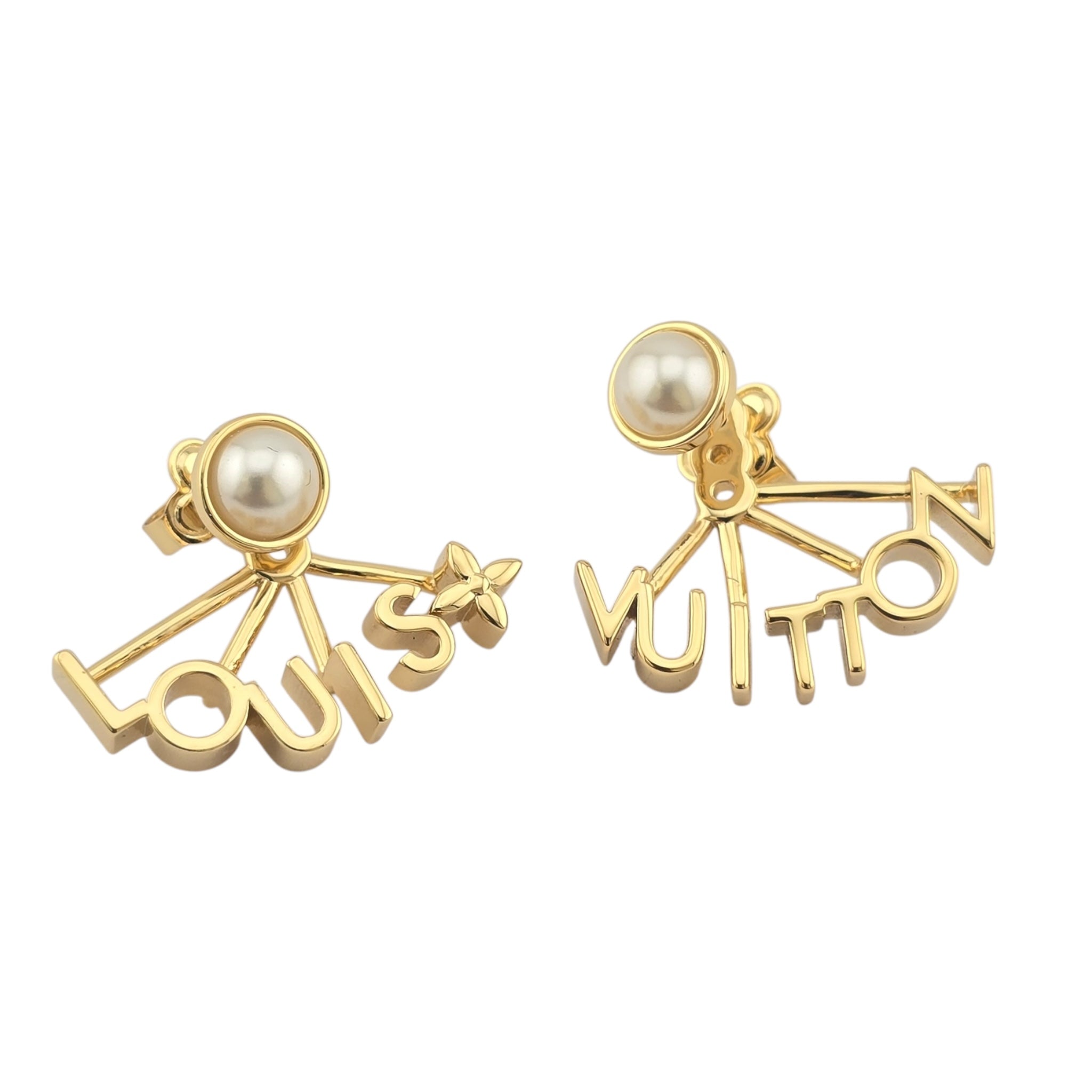 Louis Vuitton LV Spelling Gold Earrings LOUIS VUITTON