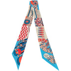 Hermes Silk Twilly De L’Ombrelle Aux Duels Blue Potiron and Creme HERMES