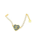Chanel CC Faux Pearl Heart Denim Bracelet 24SS CHANEL