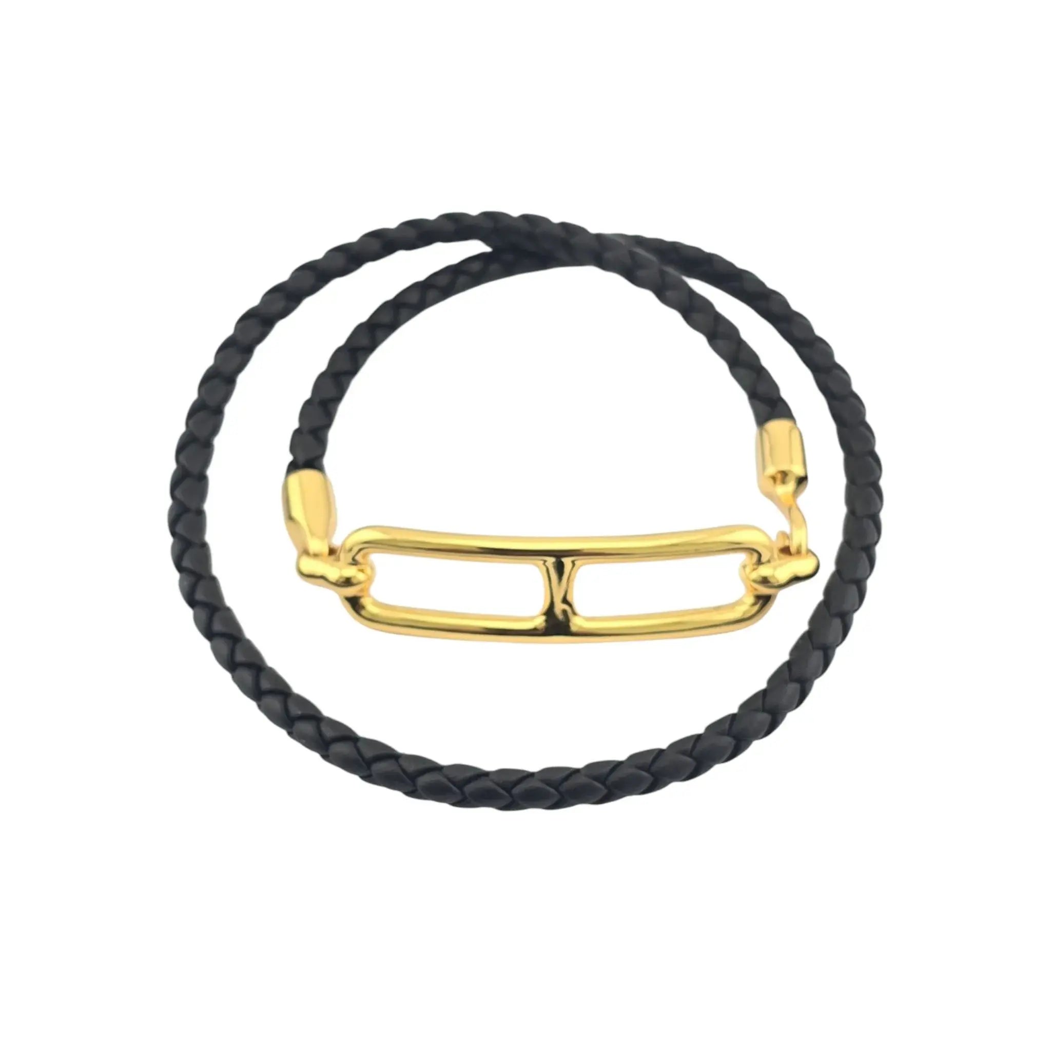 Hermès Roulis Double Tour Black (Noir) Gold - T2 BIJOUX HEAVEN