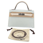 Hermes Chevre Mysore Horseshoe Mini Kelly Sellier 20 Bleu Brume Nata Bag HERMES