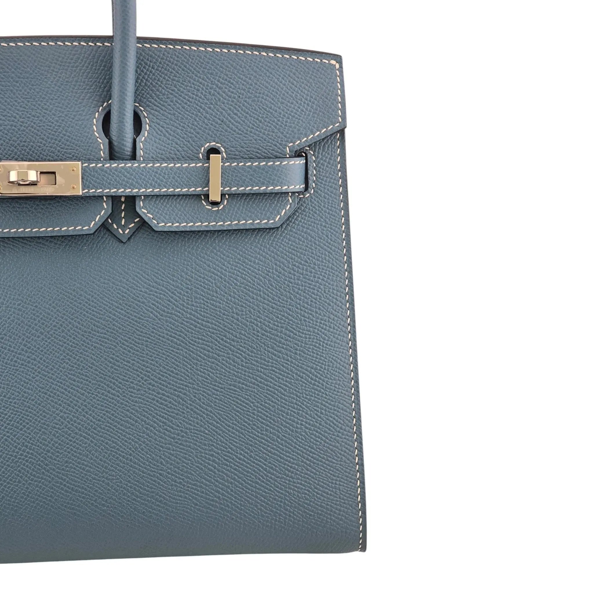 Hermes Birkin 25 Bleu Jean Epsom PHW Bag HERMES