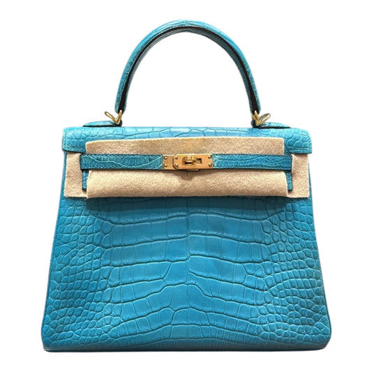 HERMES KELLY 25 MATTE CROCODILE GHW