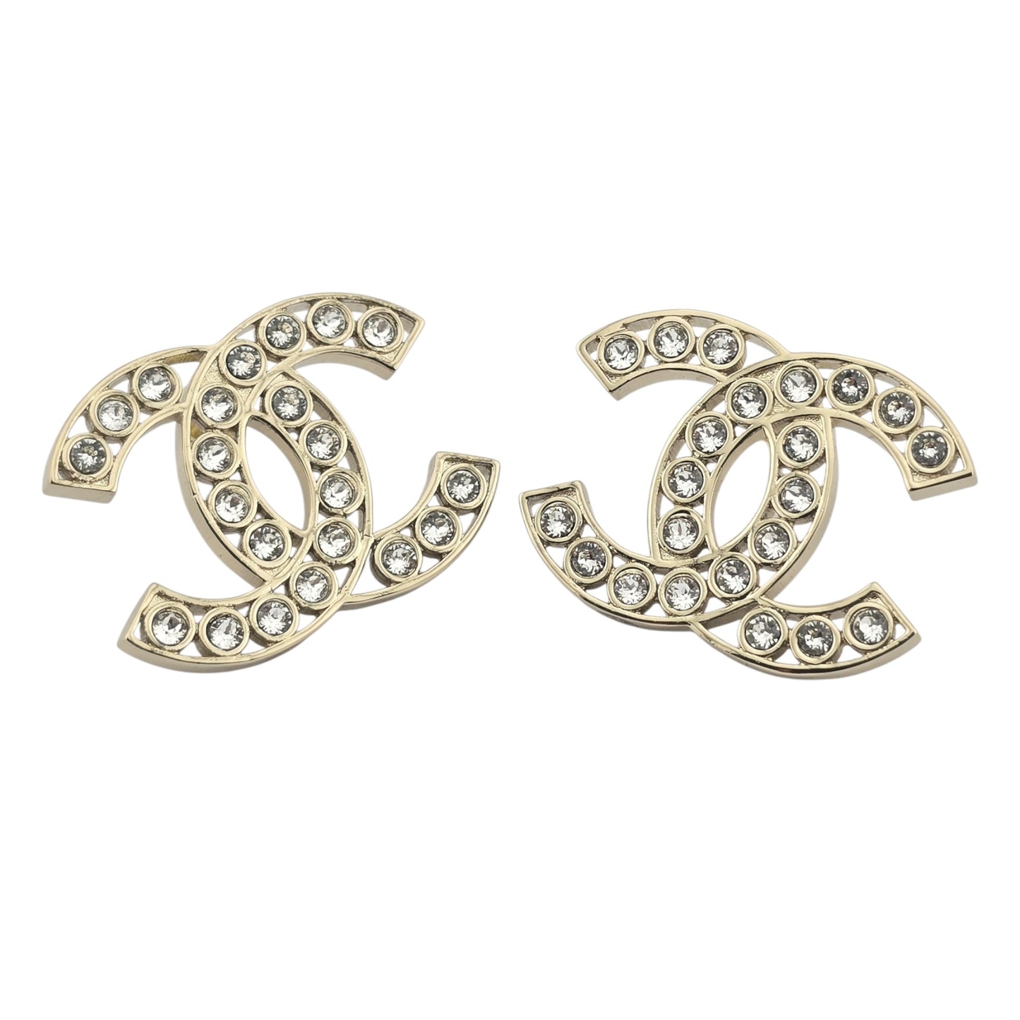 CHANEL CRYSTAL GOLD CC EARRINGS B23