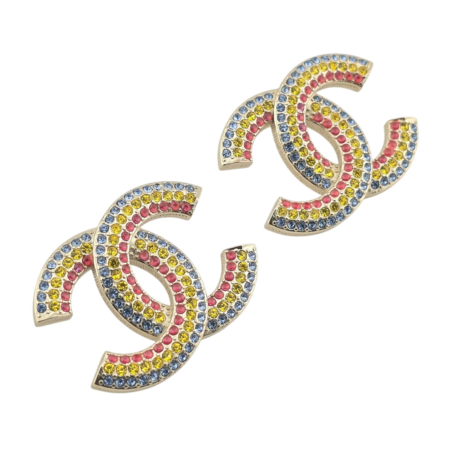 CHANEL RAINBOW GOLD CC EARRINGS A23