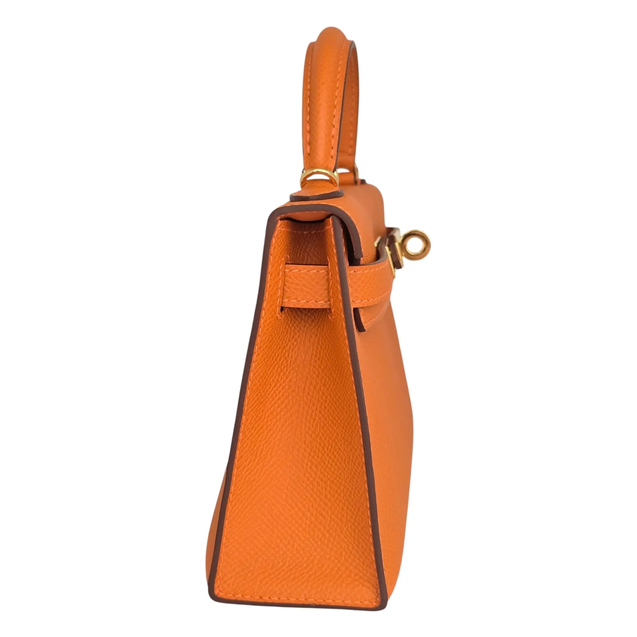 Hermes Mini Kelly II Epsom Orange Gold Hardware Bag HERMES