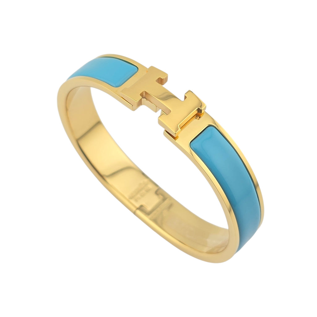 Hermes Clic H Bracelet Blue Gold GM