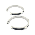 Hermes Athena Large Black Silver Earrings