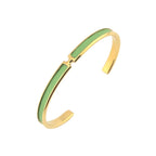 Hermes Olympe Green Gold Leather Bracelet