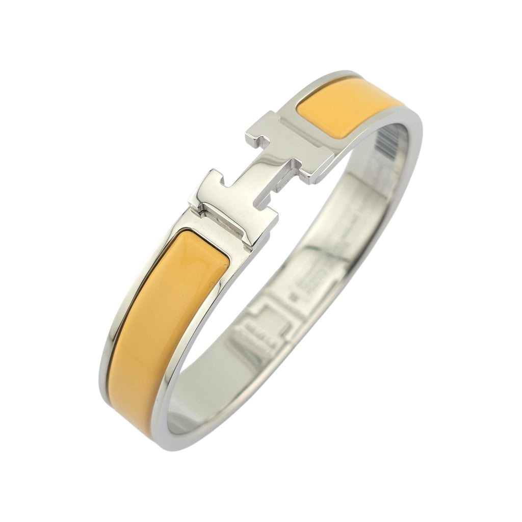Hermes Clic H Bracelet Mimosa Yellow Palladium GM