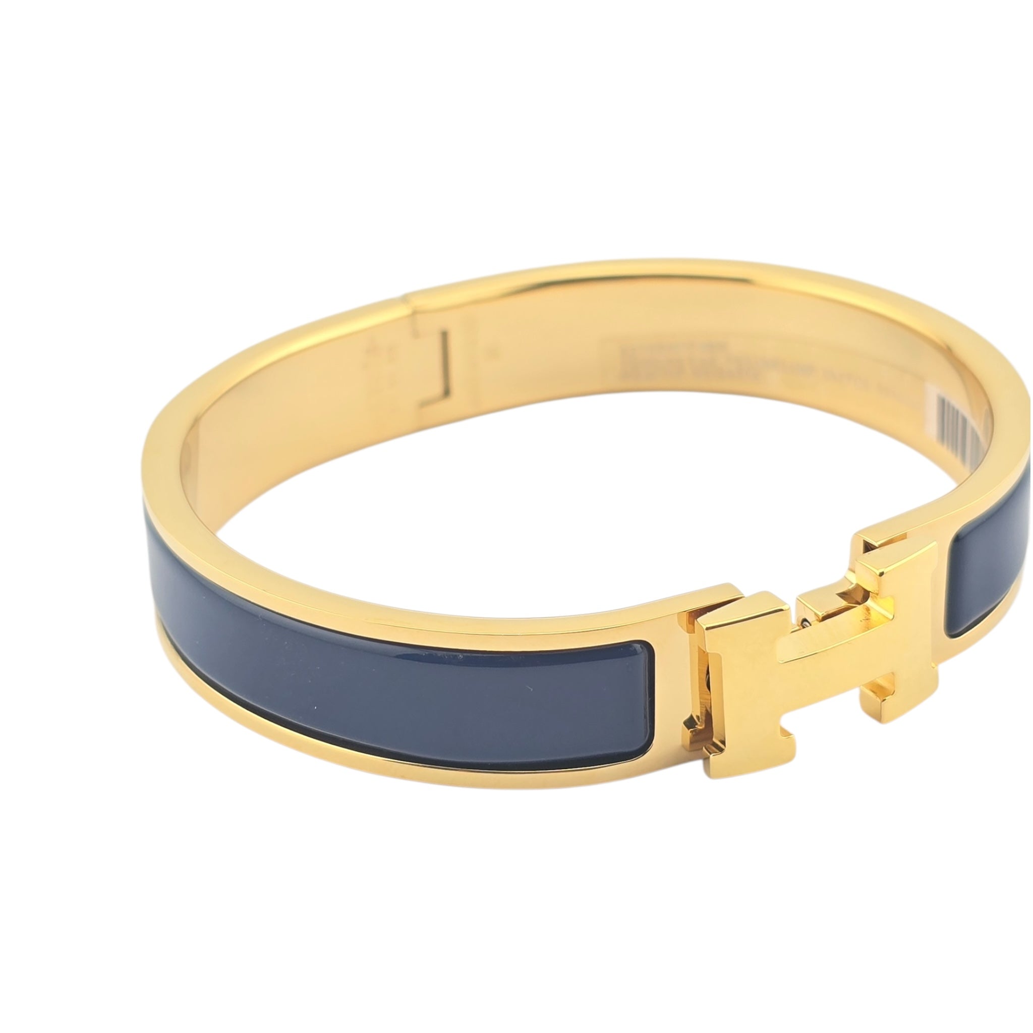 Hermes Clic H Bracelet Navy Blue Gold GM