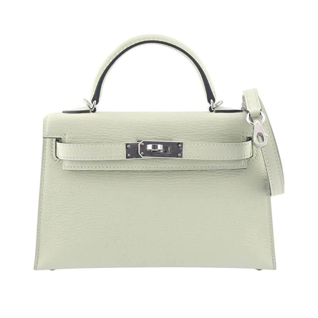 Hermes Mini Kelly II Vert Fizz Chevre Palladium Hardware
