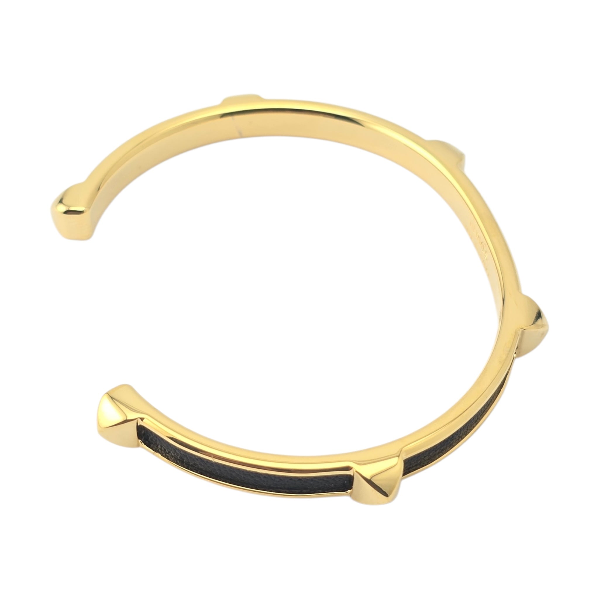 Hermes Athena Black Gold Leather Bracelet HERMES