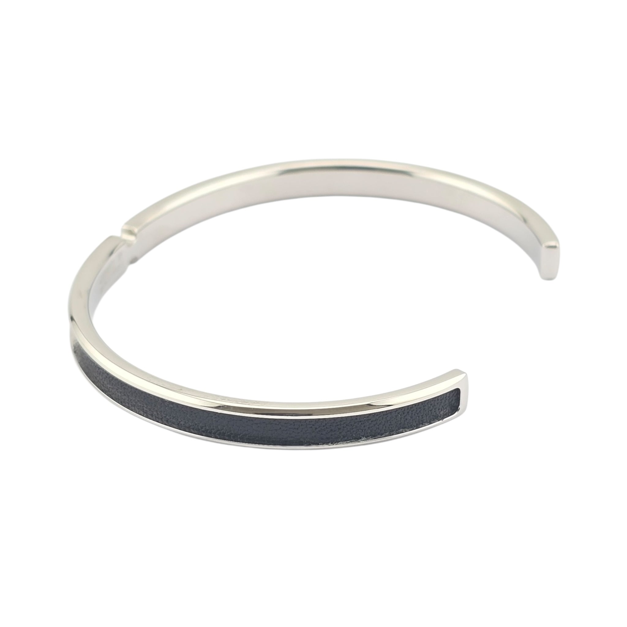Hermes Olympe Palladium Black Box Leather Bracelet HERMES
