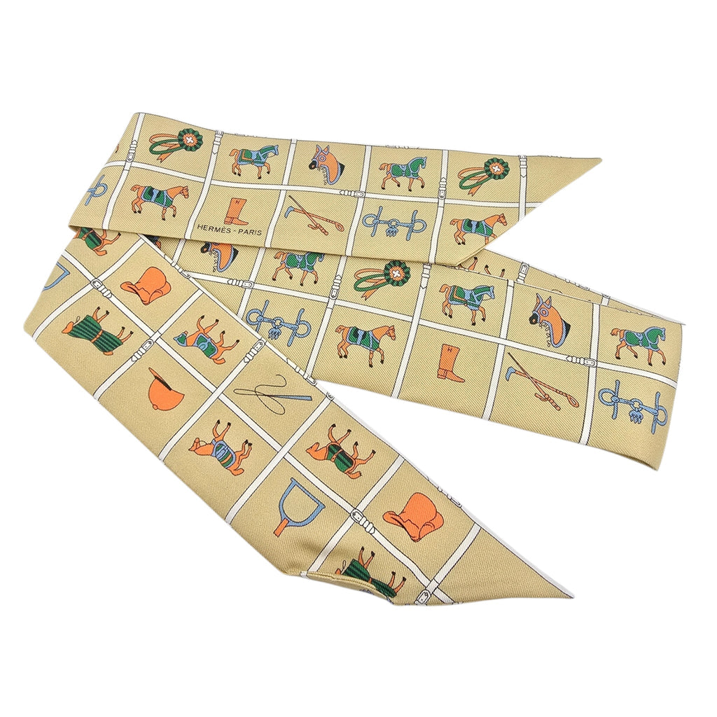 Hermes Silk Couvertures Et Tenues Twilly Mordore White Blue HERMES