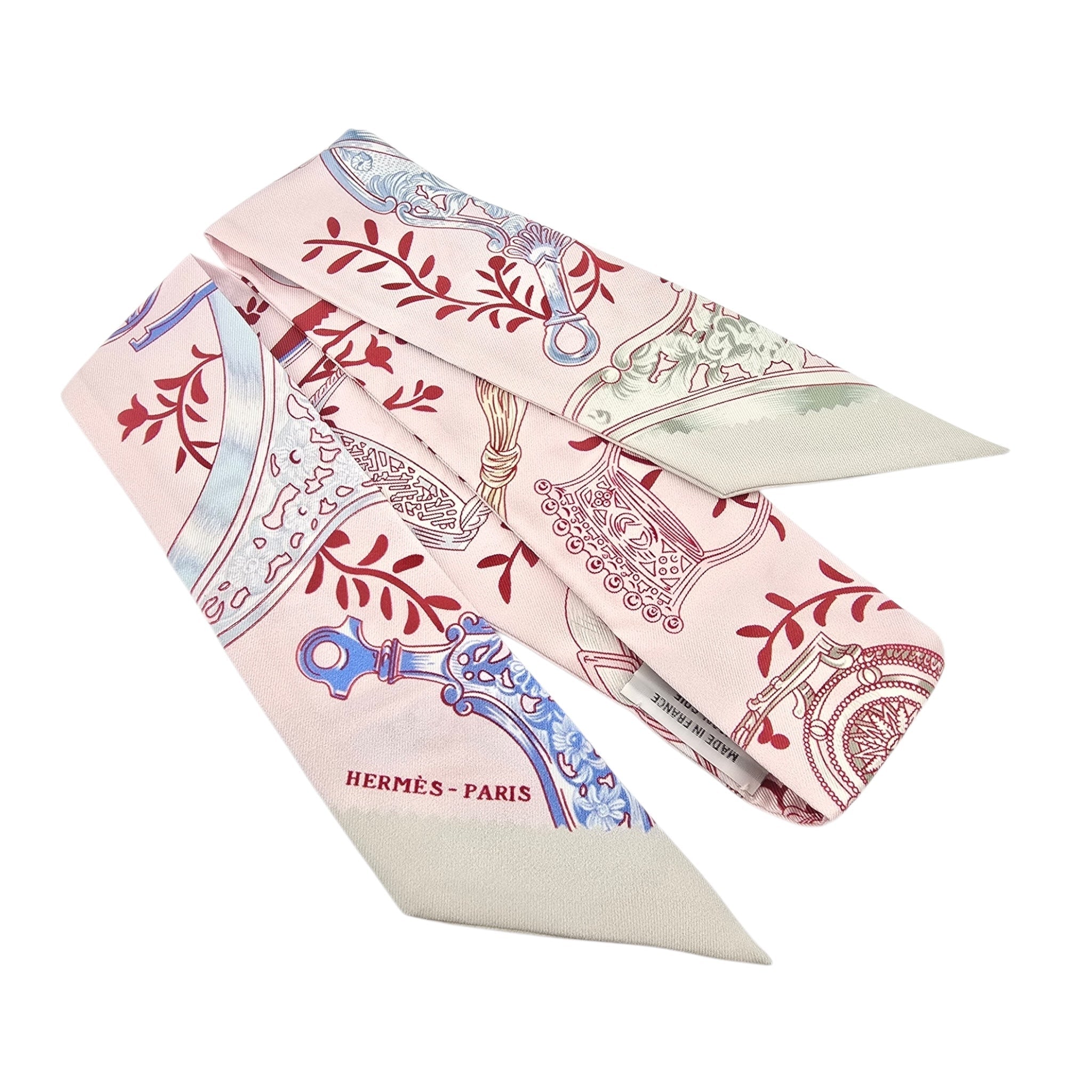 Hermes Silk Twilly Etriers Remix Pink HERMES