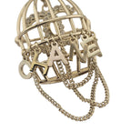 Chanel CC Birdcage Metal Crystal Pearl Gold Brooch CHANEL