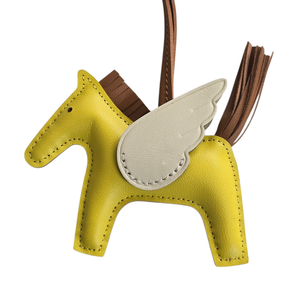 Hermes Rodeo Pegase PM Bag Charm Jaune de Naples/Gold/New White