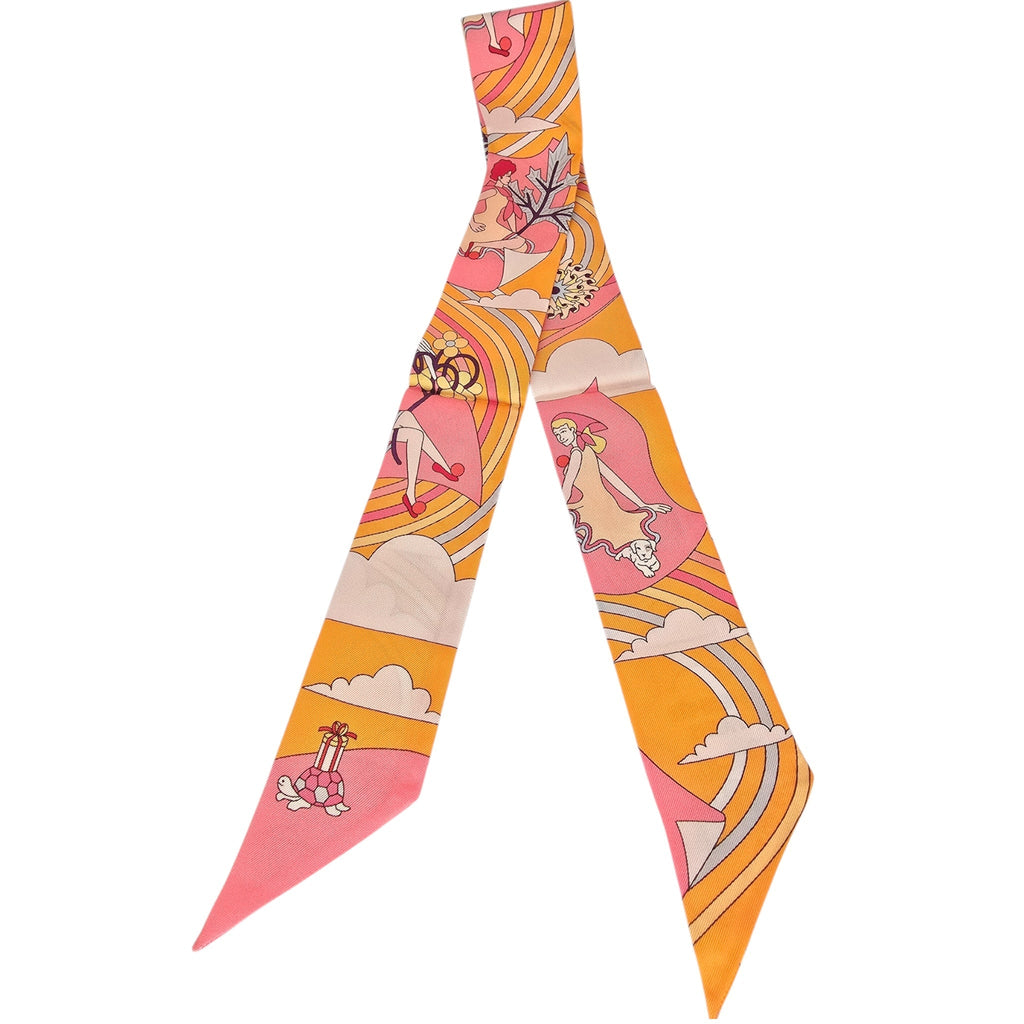 Hermes Silk Twilly Carres Volants Orange Silk HERMES