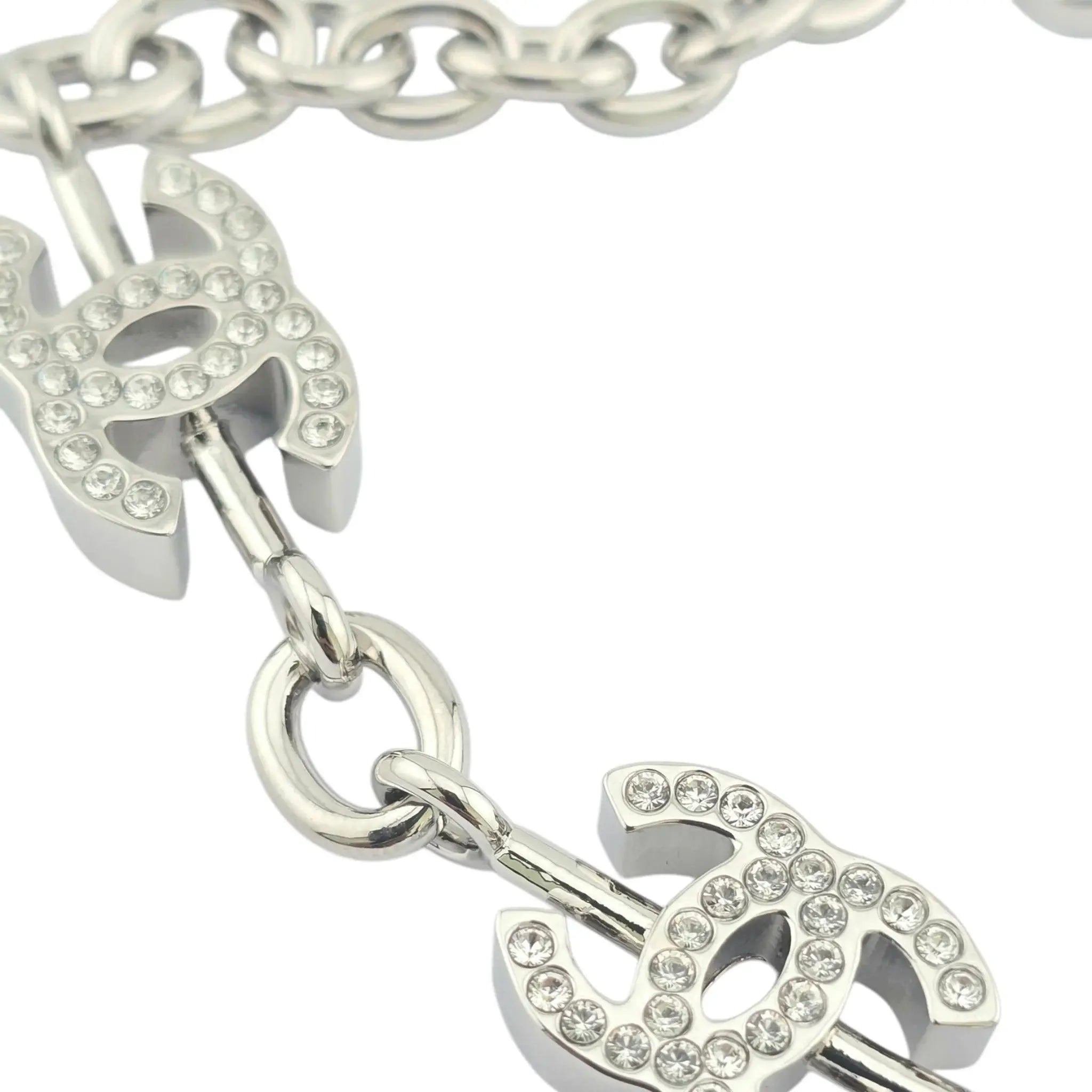 Chanel CC Silver Crystal Bracelet 2025 CHANEL