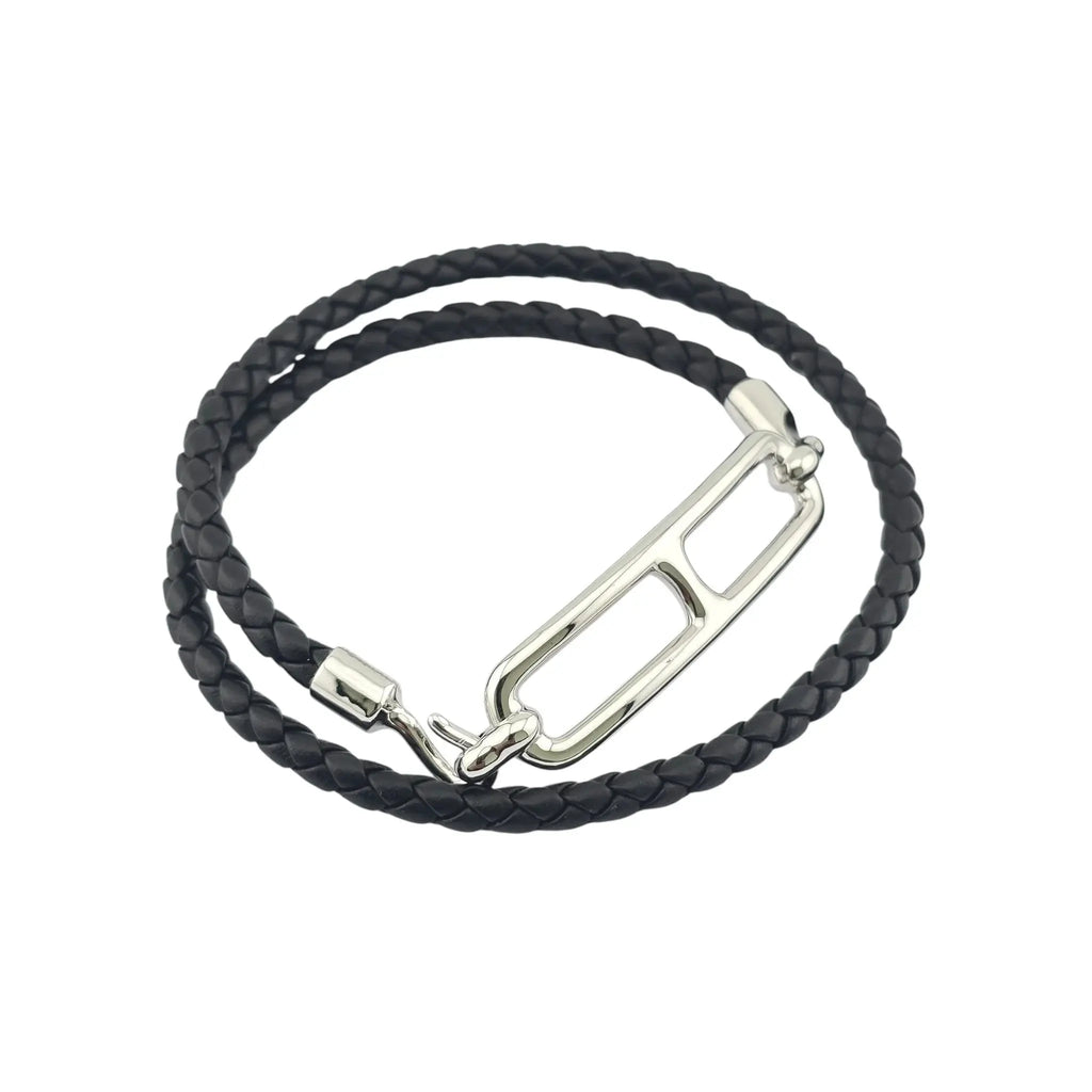 Hermès Roulis Double Tour Black (Noir) Silver - T2 HERMES