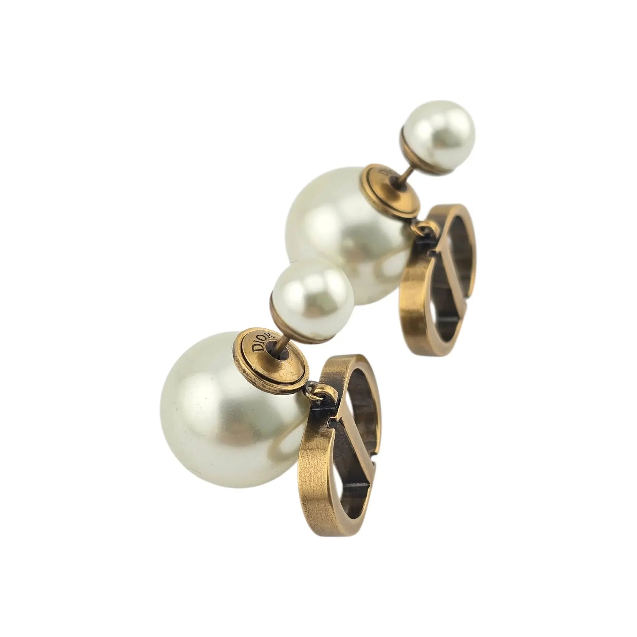 Christian Dior Tribales Faux Pearl CD Earrings DIOR
