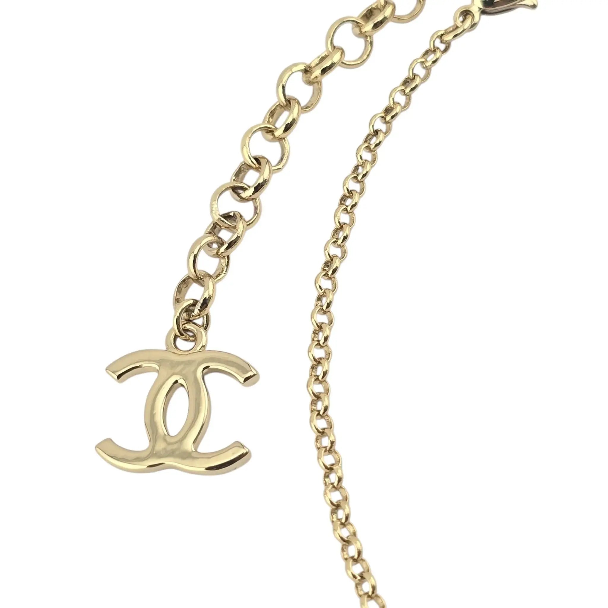 Chanel CC 5 Heart Pendant Gold Necklace 2022 CHANEL