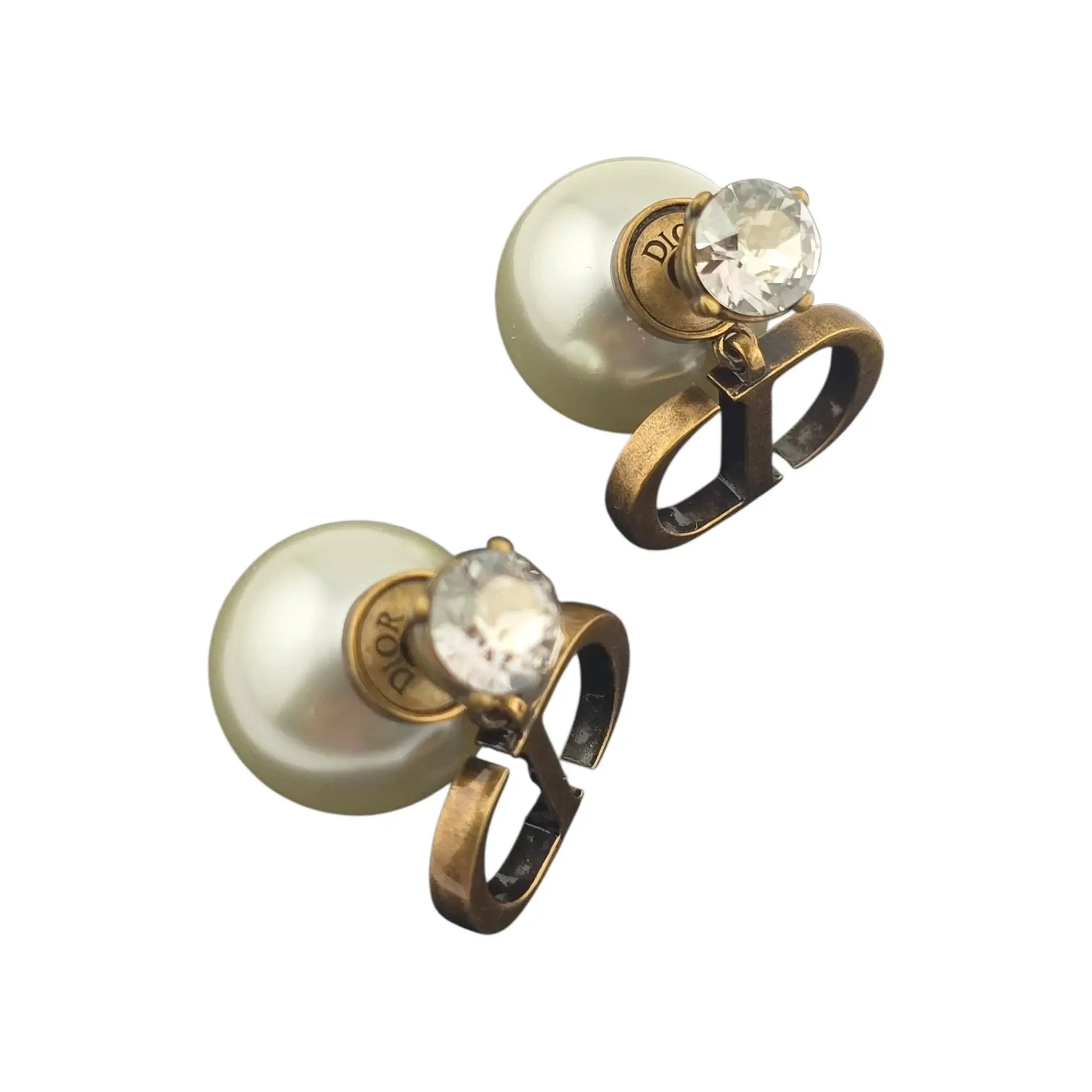 Christian Dior Tribales Faux Pearl Crystal  CD Earrings DIOR