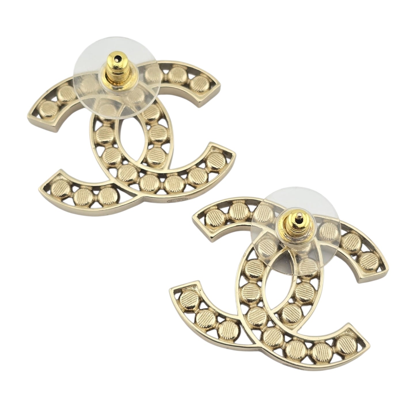 CHANEL CRYSTAL GOLD CC EARRINGS B23