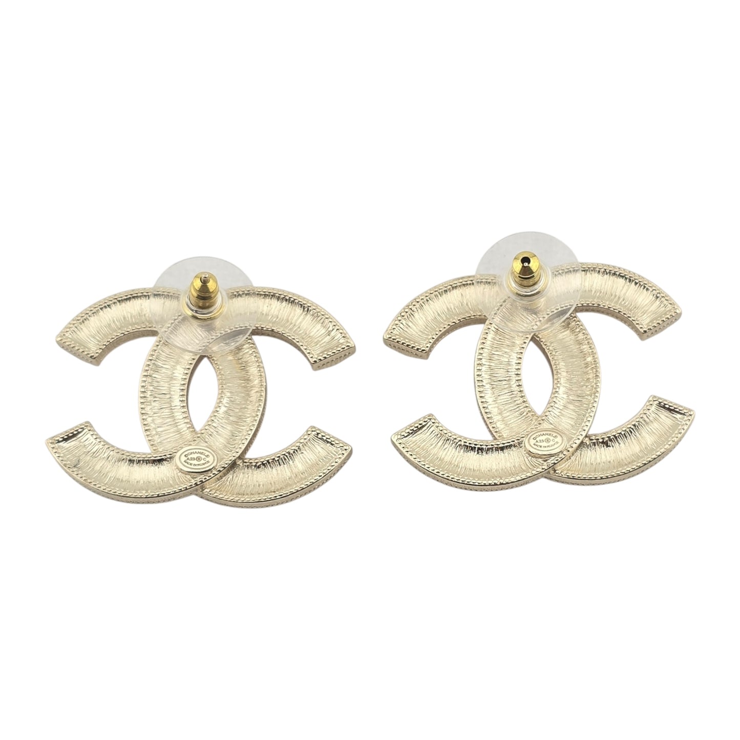 CHANEL RAINBOW GOLD CC EARRINGS A23