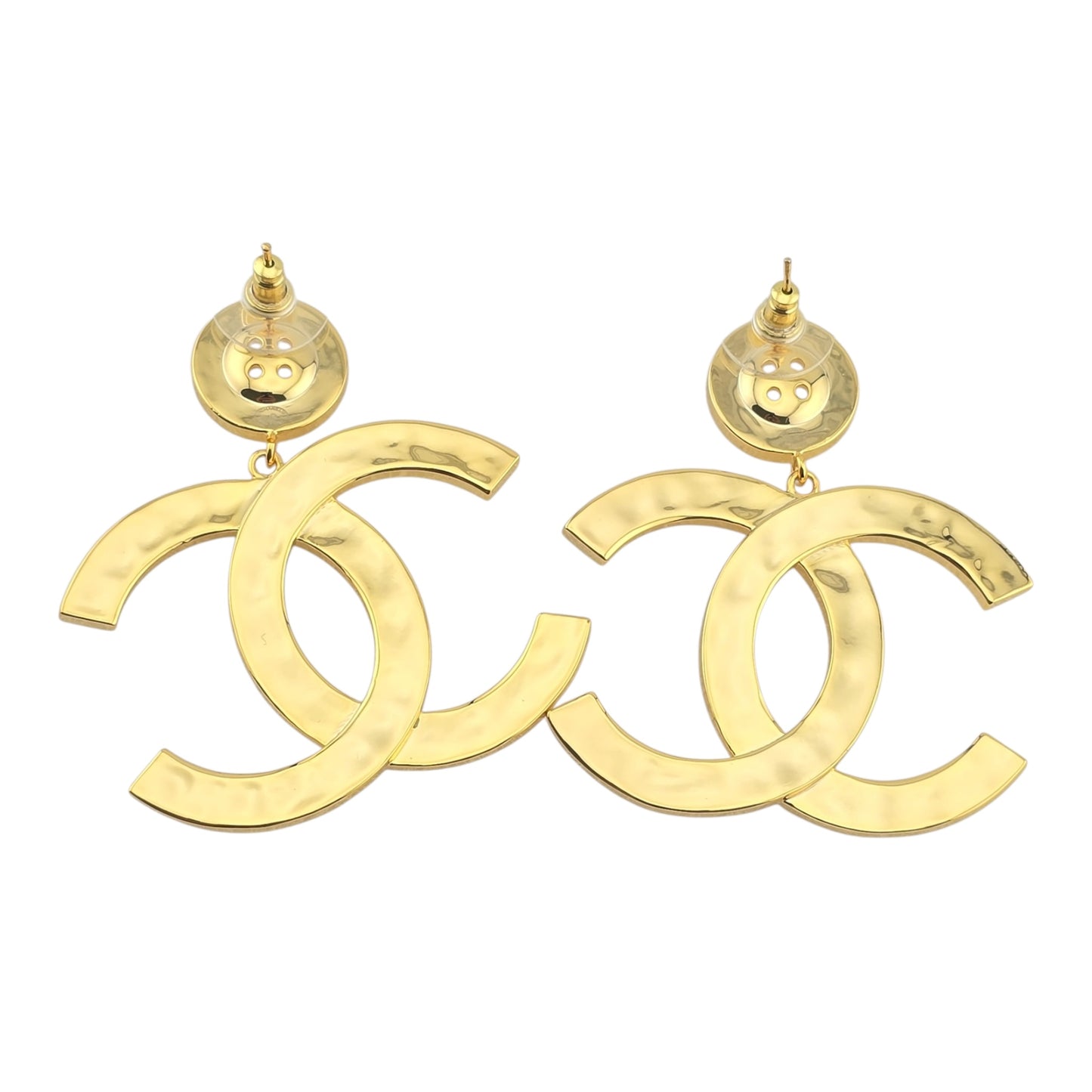 CHANEL BUTTON LARGE CC GOLD EARRINGS 2020