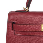 Hermes Mini Kelly II Sellier Rouge H Chèvre Gold