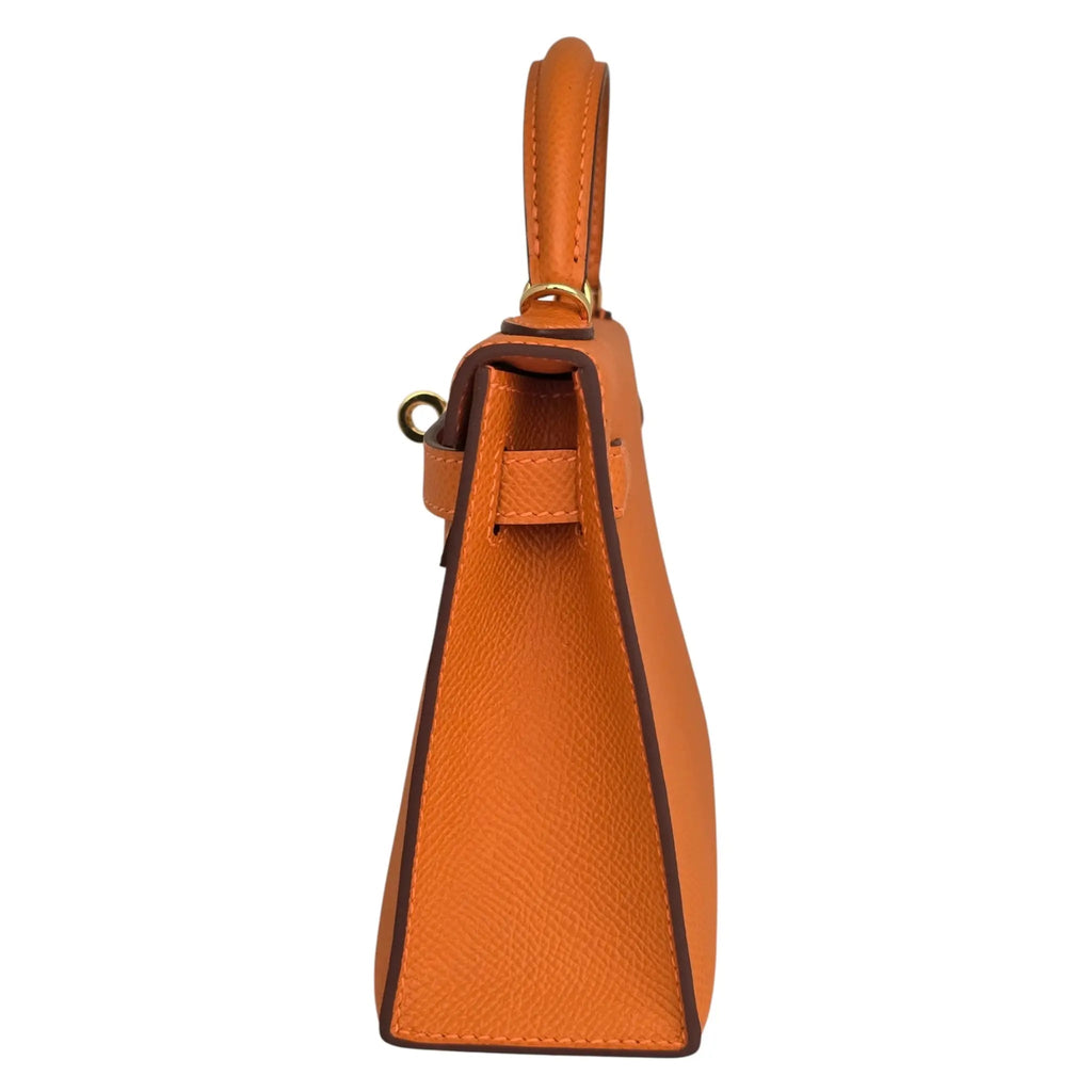 Hermes Mini Kelly II Epsom Orange Gold Hardware Bag HERMES