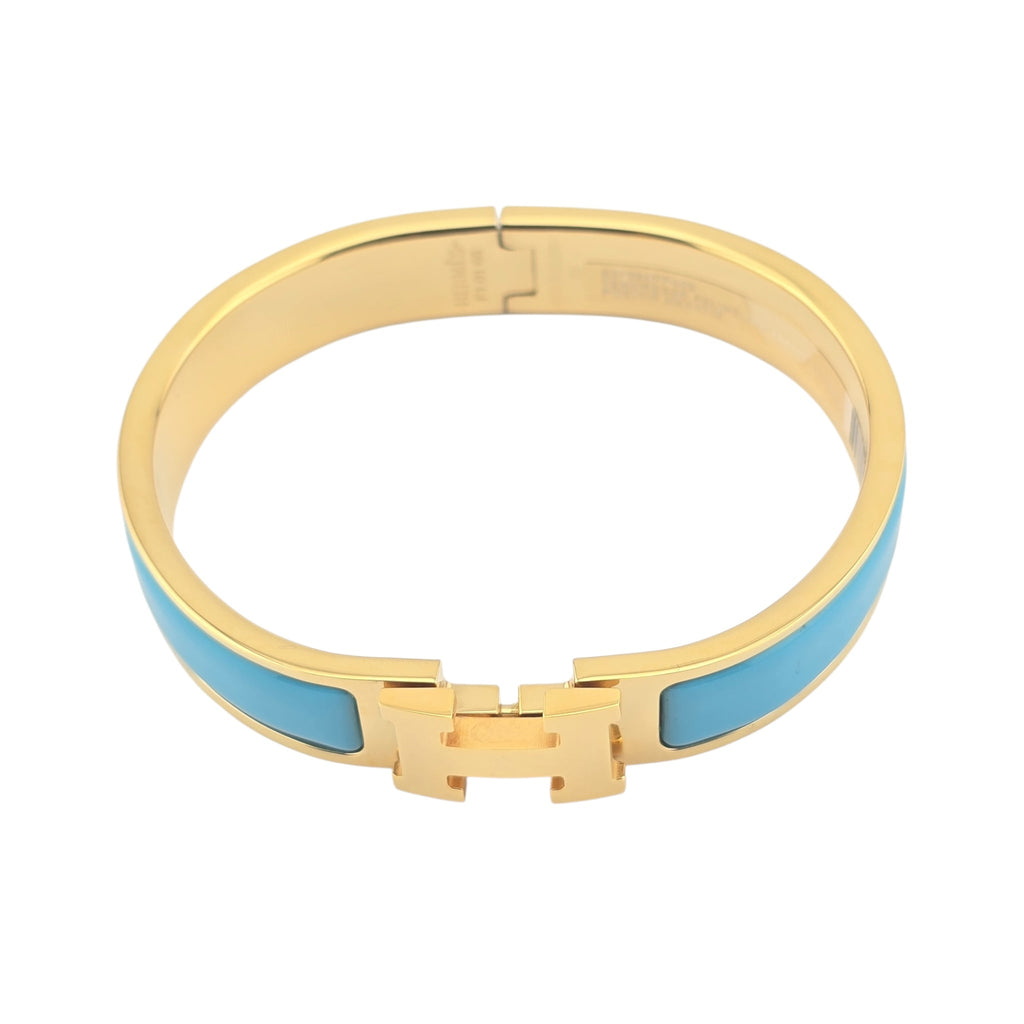 Hermes Clic H Bracelet Blue Gold GM