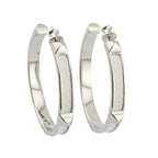 Hermes Athena Large White Silver Earrings