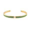 Hermes Olympe Green Gold Leather Bracelet