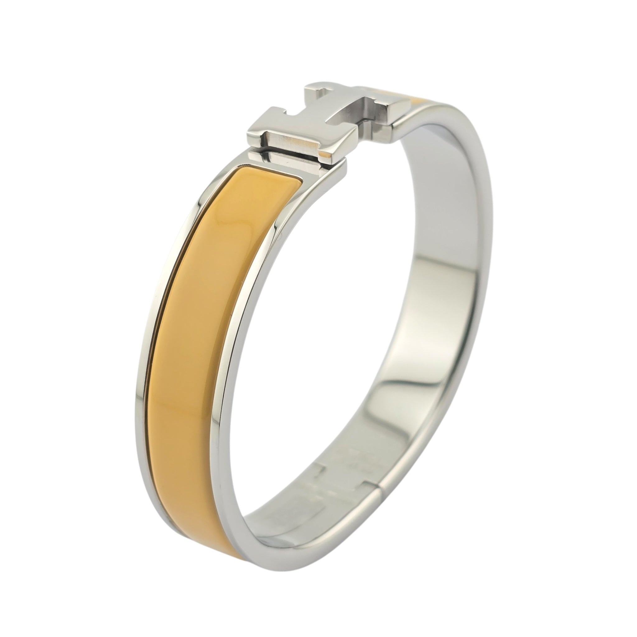 Hermes Clic H Bracelet Mimosa Yellow Palladium GM