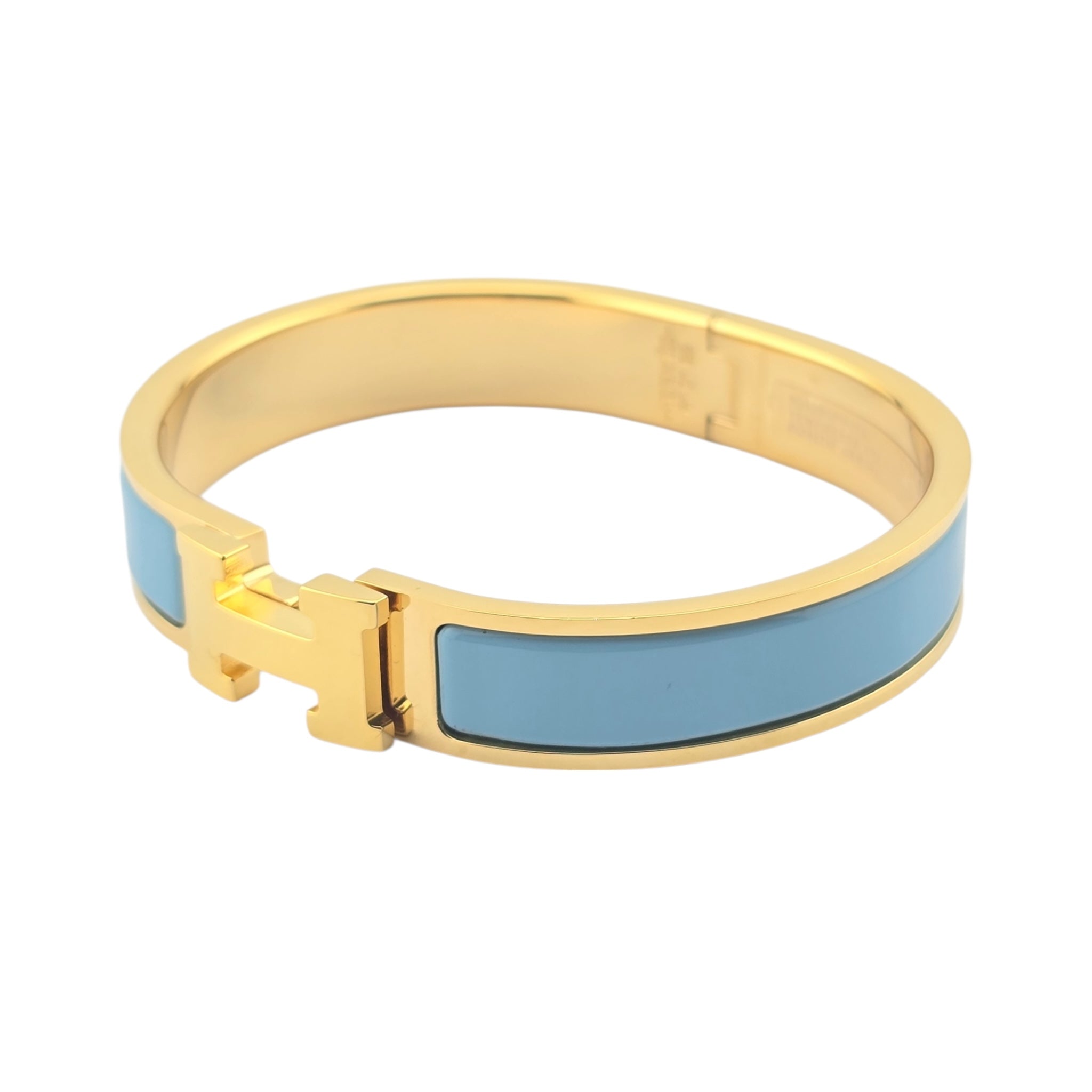 Hermes Clic H Bracelet Enamel Blue Gold GM