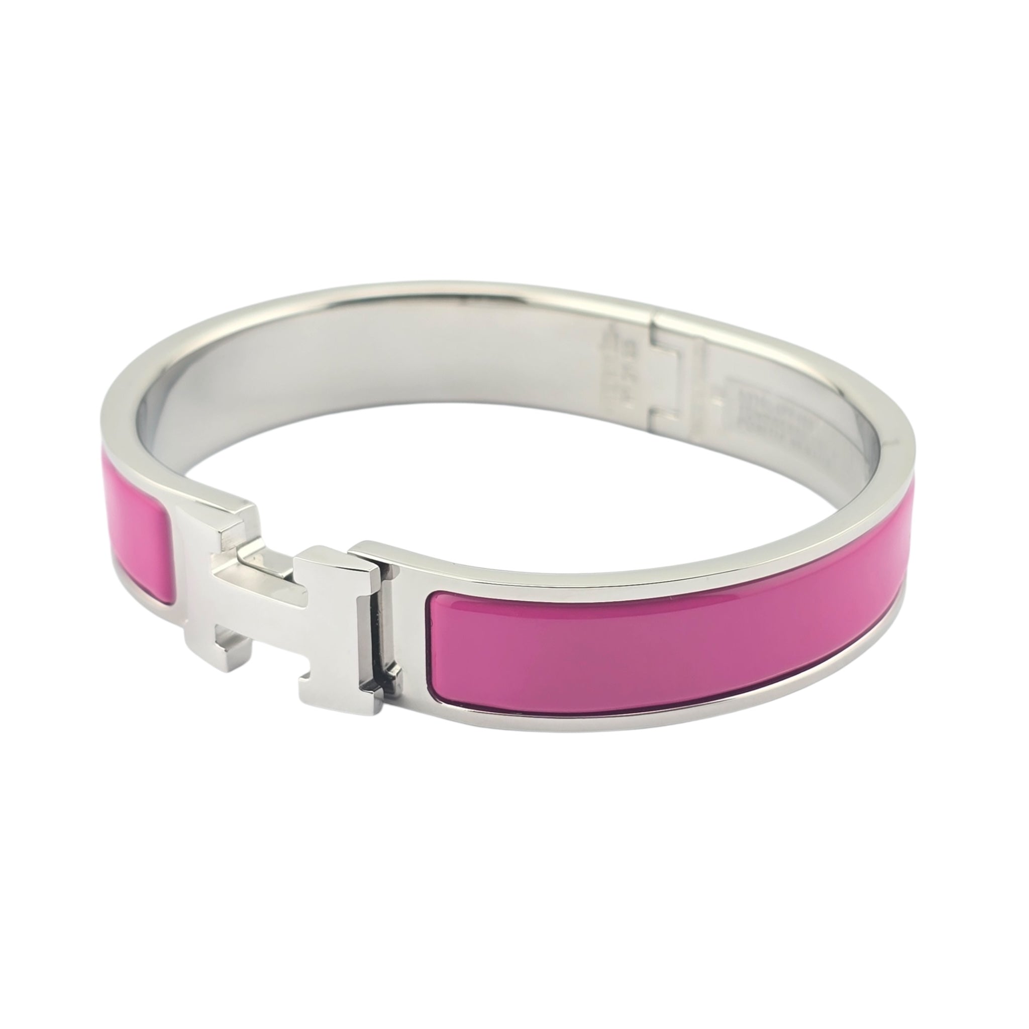 Hermes Clic H Bracelet Rose Azalee Palladium GM