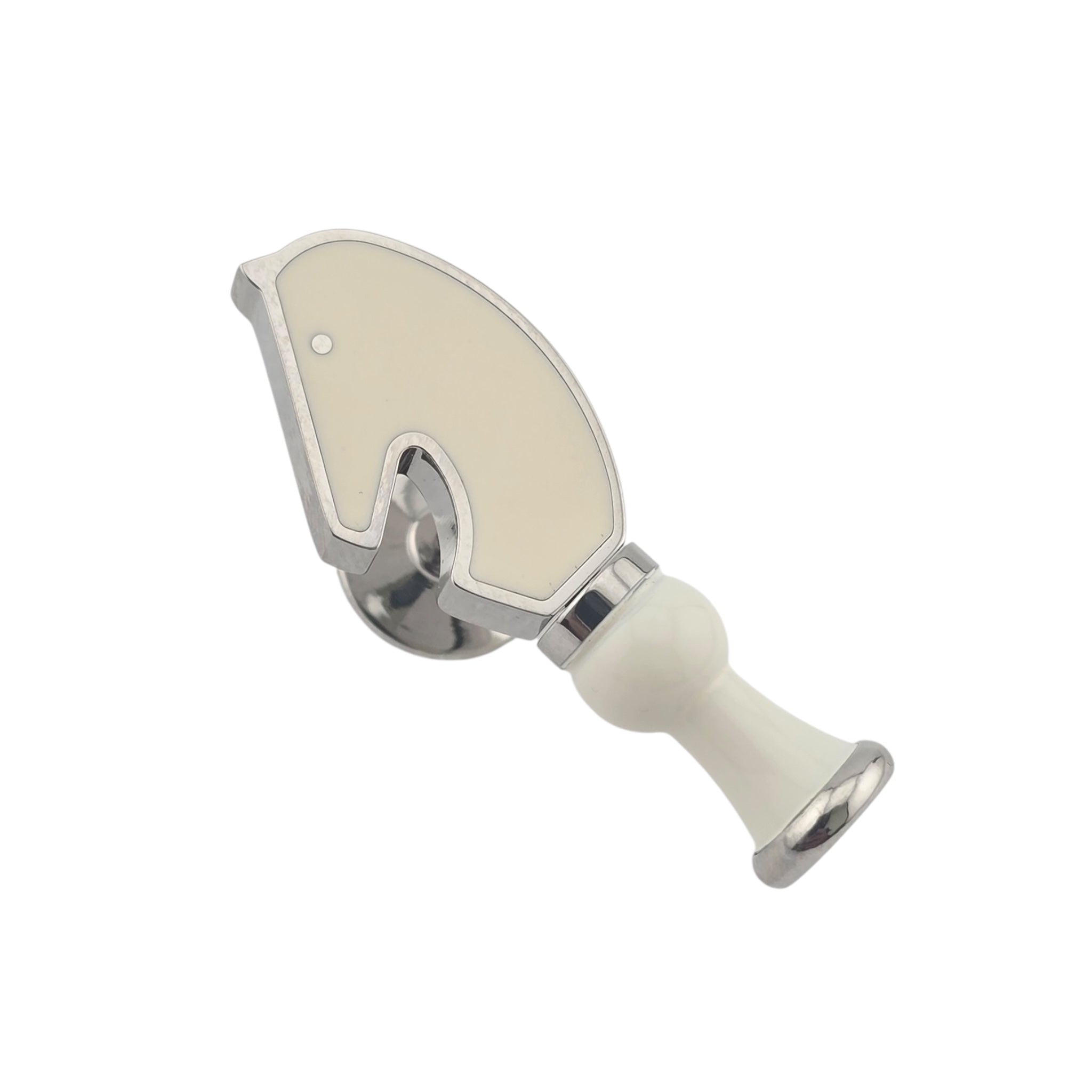 Hermes Cavalier Craie Pin Badge Palladium Brooch