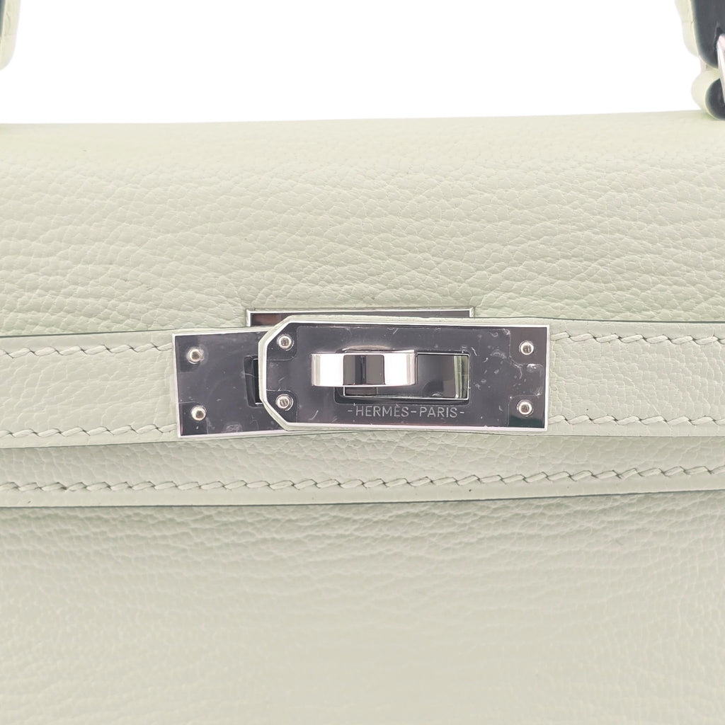 Hermes Mini Kelly II Vert Fizz Chevre Palladium Hardware