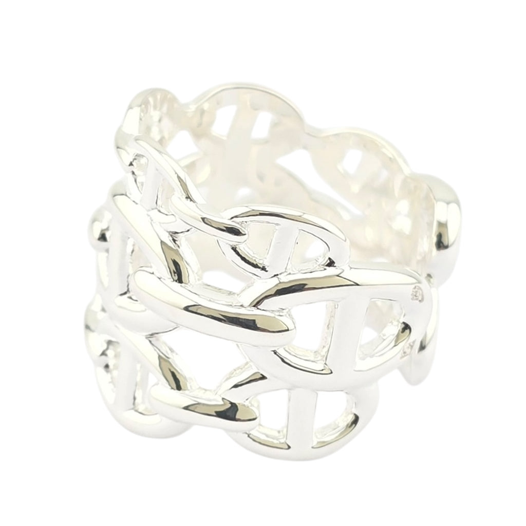 Hermes Chaine d'ancre Enchainee Silver Ring Large Model HERMES