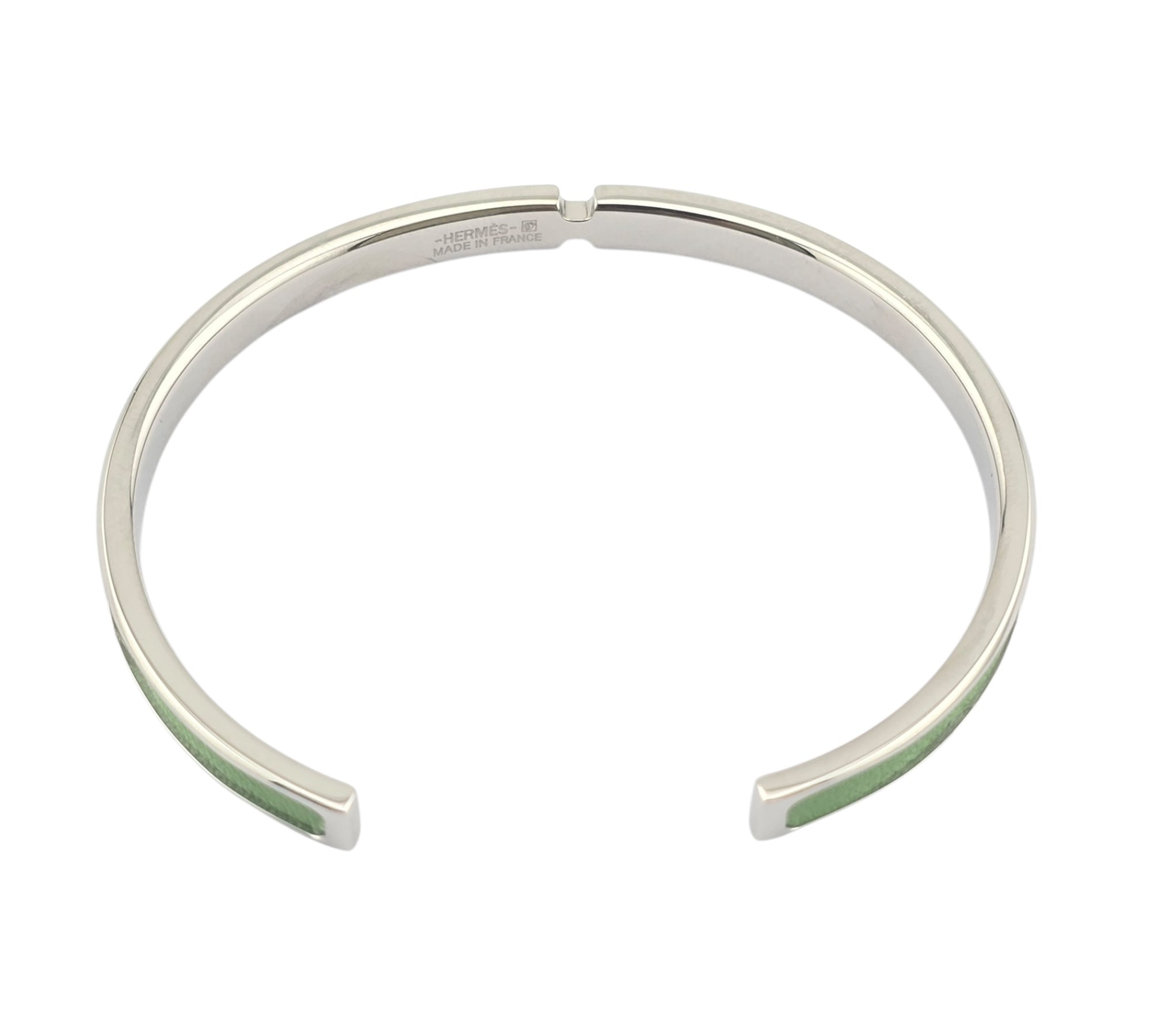 Hermes Olympe Palladium Green Leather Bracelet HERMES