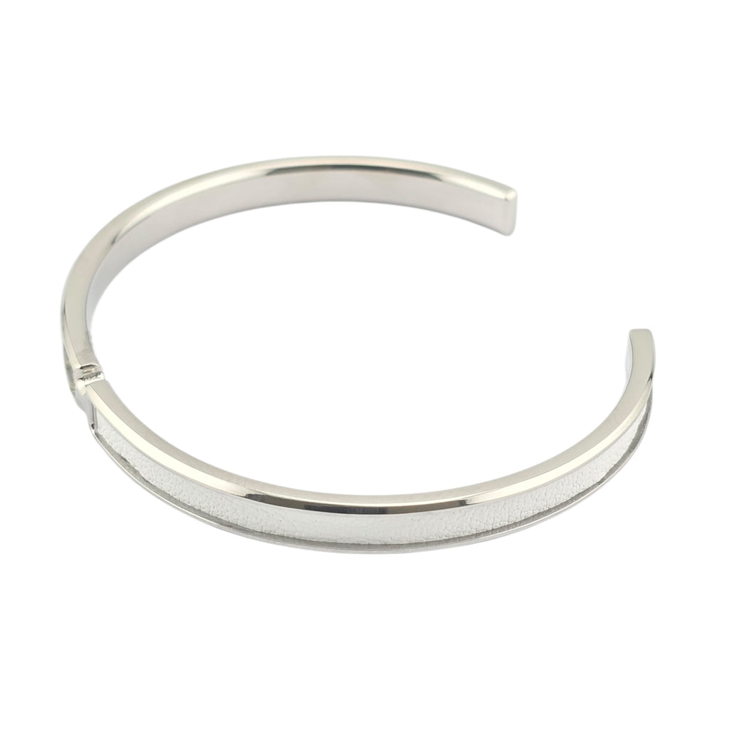 Hermes Olympe Palladium White Leather Bracelet HERMES
