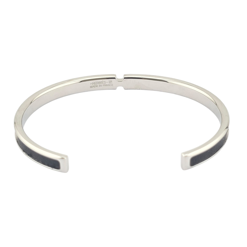 Hermes Olympe Palladium Black Box Leather Bracelet HERMES