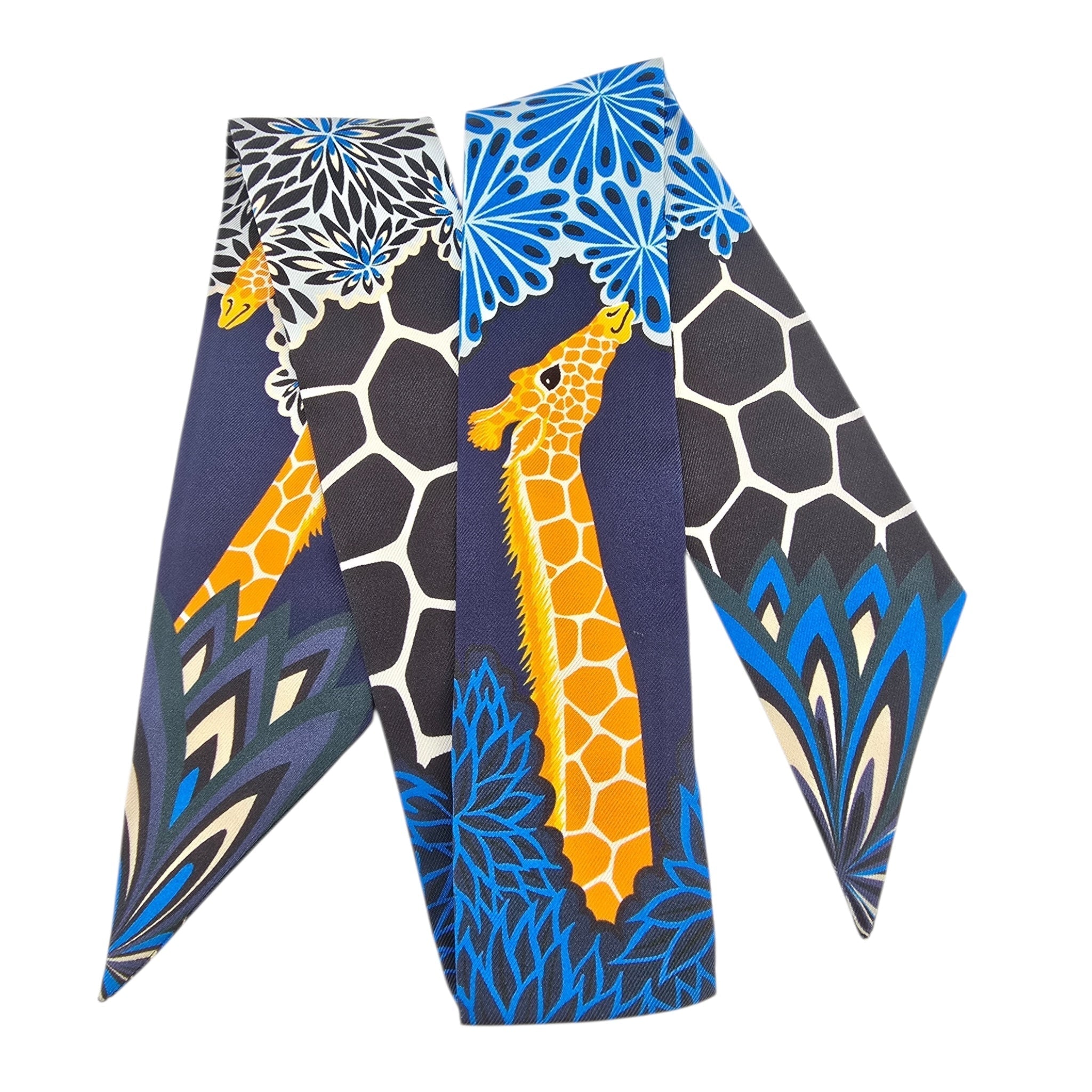 Hermes Silk Twilly The Three Graces Black Blue HERMES