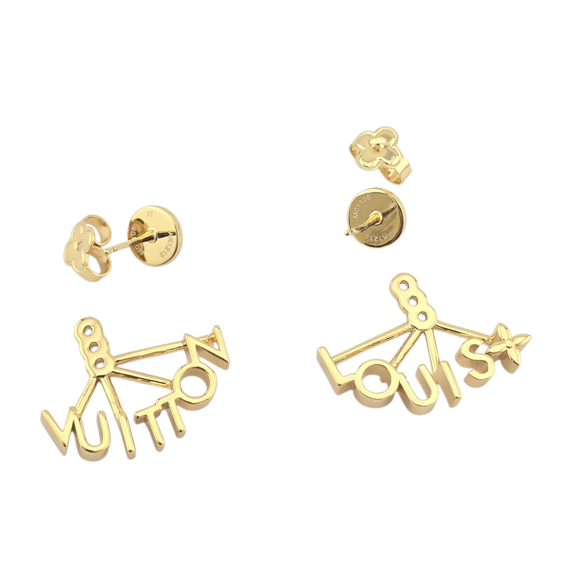 Louis Vuitton LV Spelling Gold Earrings LOUIS VUITTON