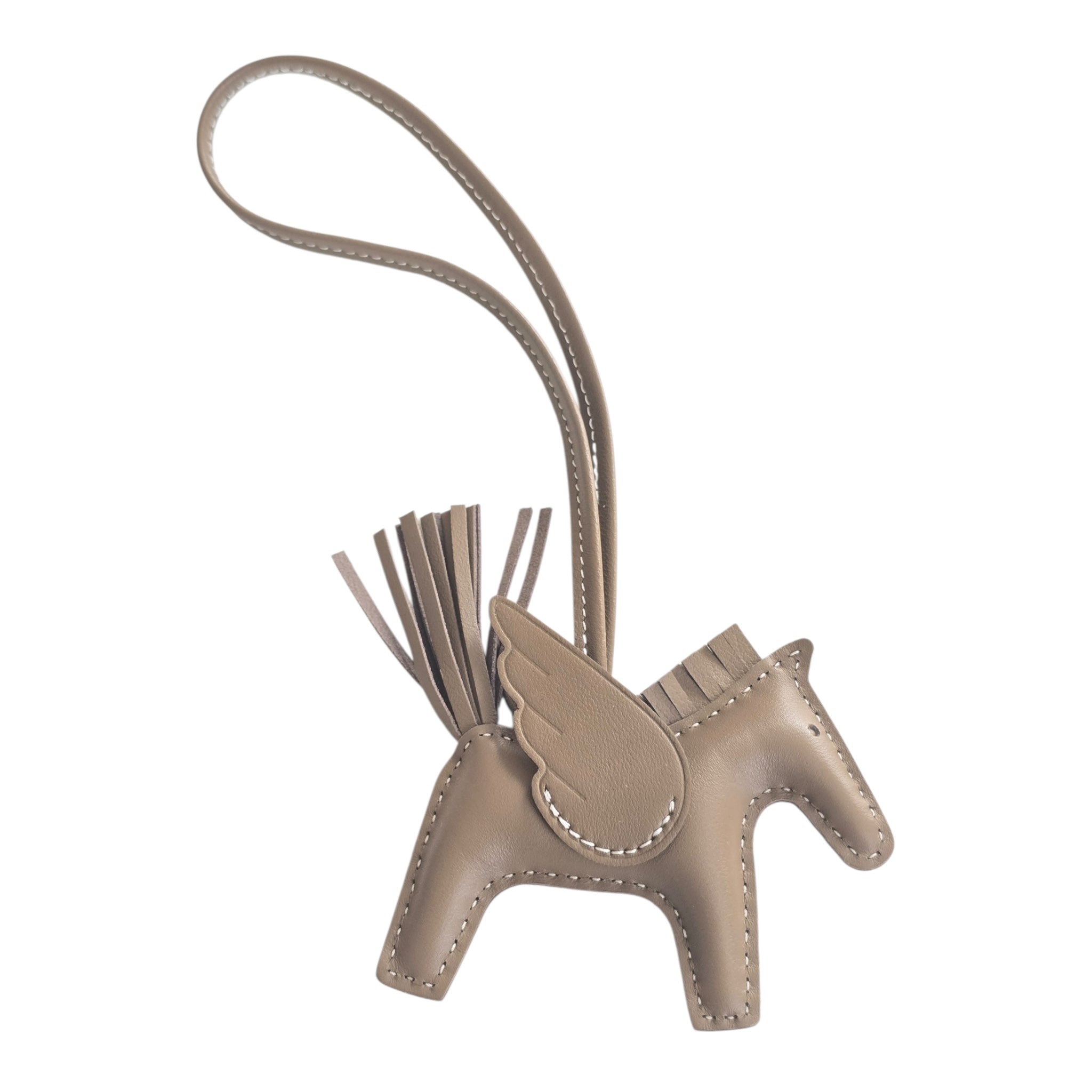 Hermes Rodeo Pegase PM Bag Charm Etoupe/Blanc HERMES