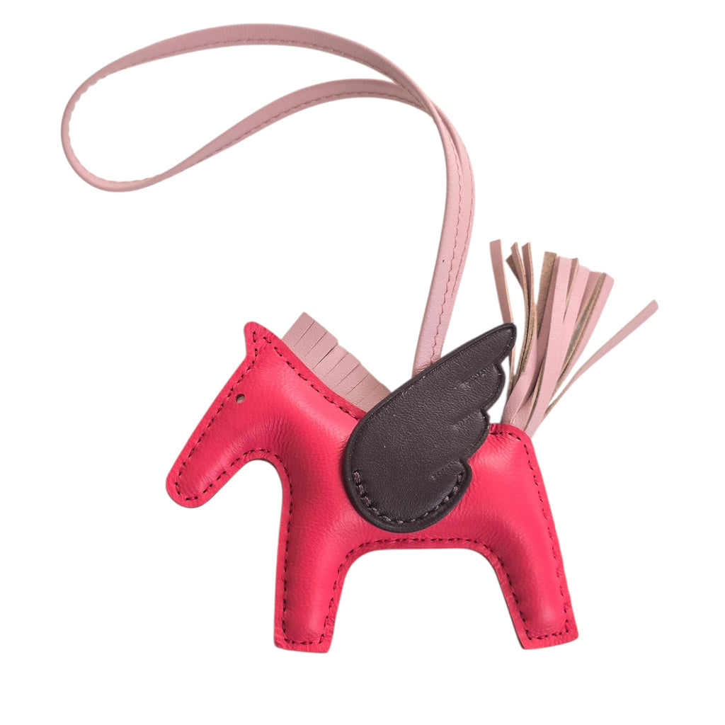 Hermes Rodeo Pegase PM Bag Charm Framboise/Rose Sakura/Rouge Sellier HERMES