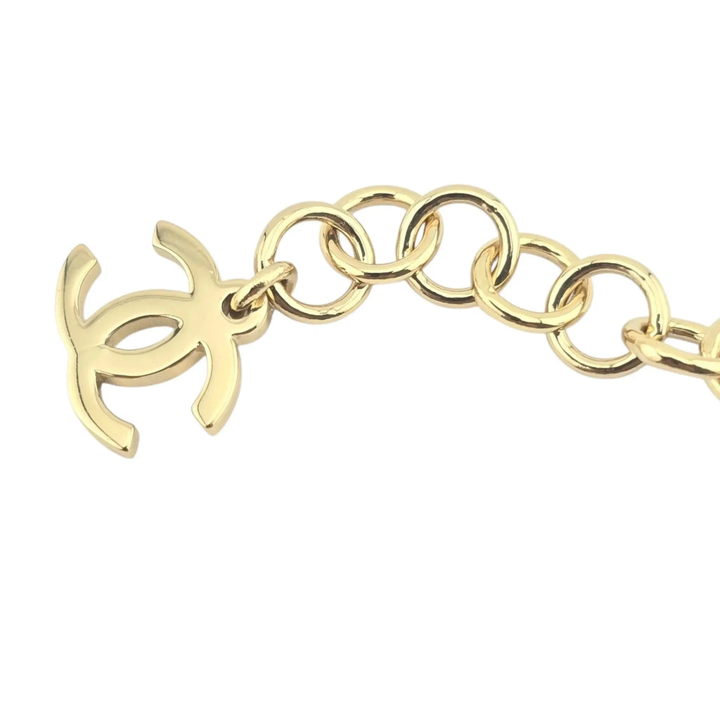 Chanel CC Strass Heart Gold Bracelet 2023 CHANEL